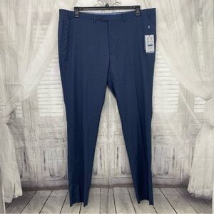 Hart Schaffner Marx Size 46 Reg Dress Pants Blue Thermo Wool New York Flat Front